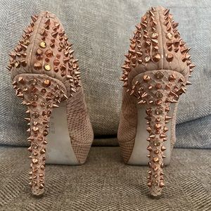 Saks 5th Avenue rose gold spike heels